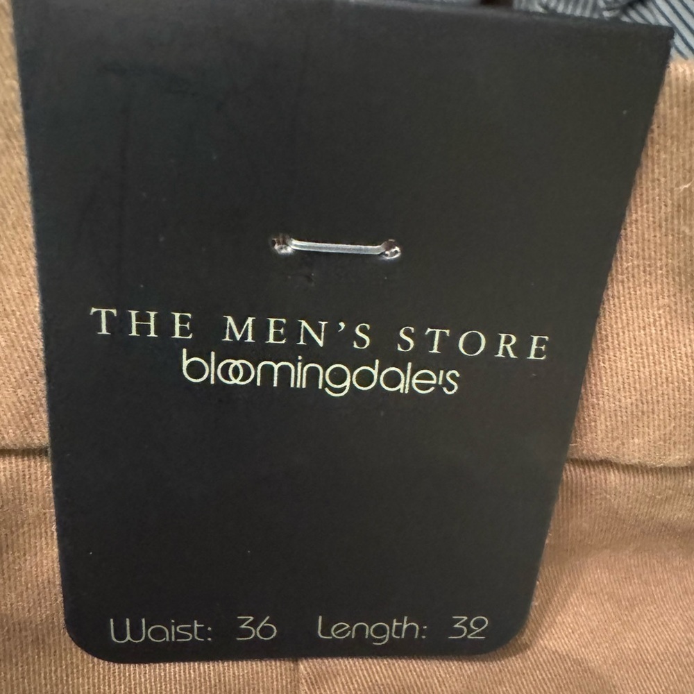 NWT The Men’s Store at Bloomingdale’s Tailored Fit Chino Pants 36W x 32L Brown - Picture 11 of 12